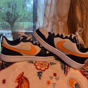 Nike Kids Sneakers - Dark Blue, Orange, and White